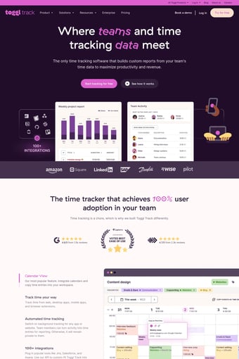 Toggl Track: Time Tracking Software for Any Workflow landing page