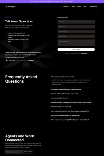 Runlayer landing page