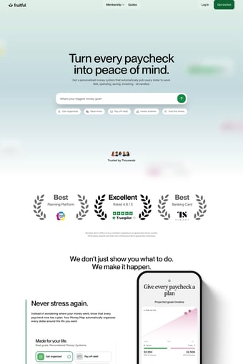 Fruitful - Your money, finally figured out landing page