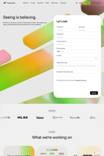 TwelveLabs: Video Intelligence Platform & API landing page