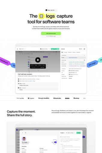 Jam: Screen recorder for bugs, feedback, and ideas landing page