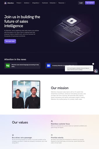 Attention landing page