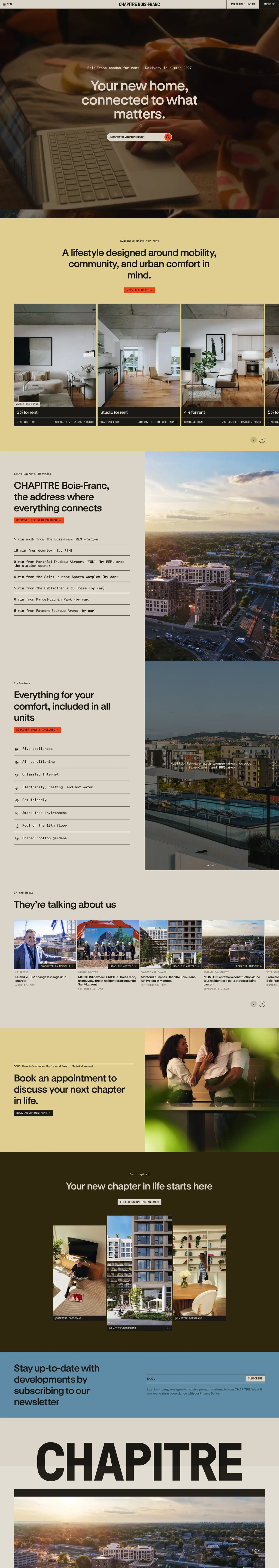 Chapitre Résidentiel desktop landing page