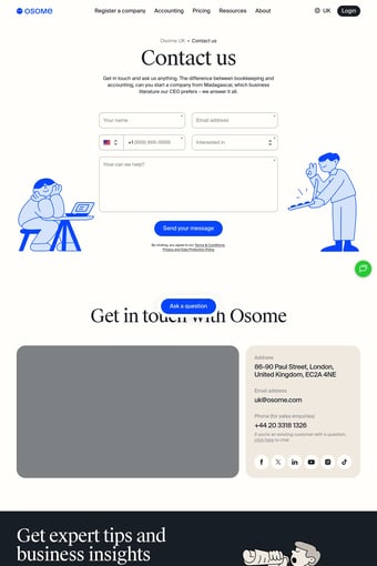 Osome Hassle-Free Incorporation and Accounting Experts for Your Business landing page