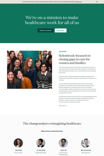 Maven Clinic - The next generation of care for women and families landing page