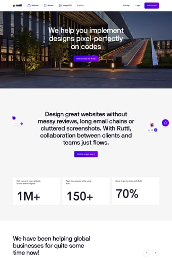 Ruttl - Best Design Feedback Tool landing page