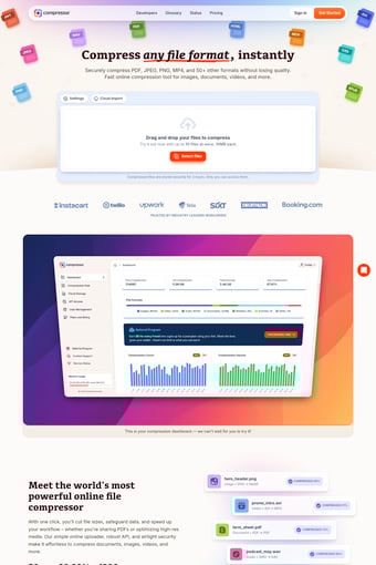 Compressor landing page