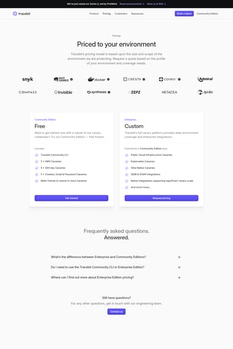Tracebit landing page