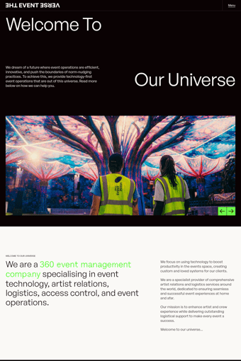 The Event Verse landing page