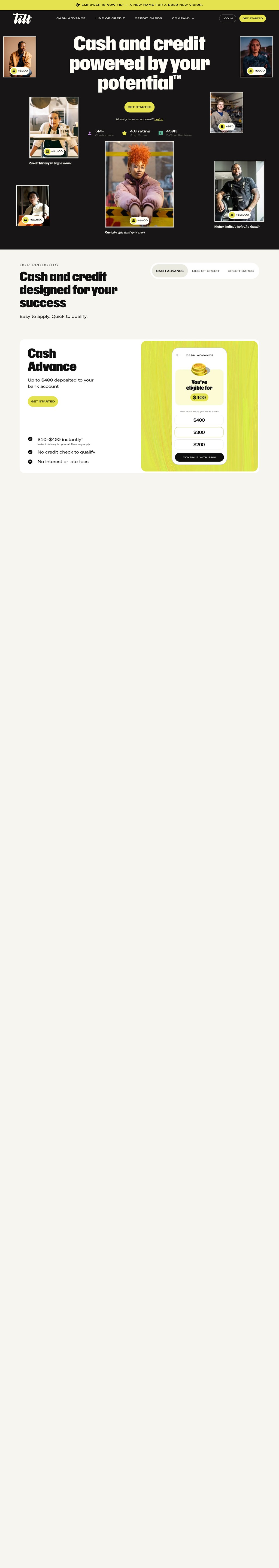 Tilt desktop landing page