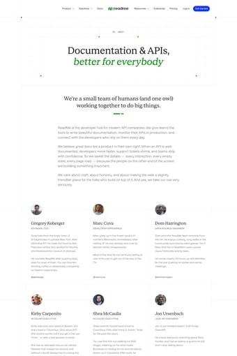 ReadMe landing page