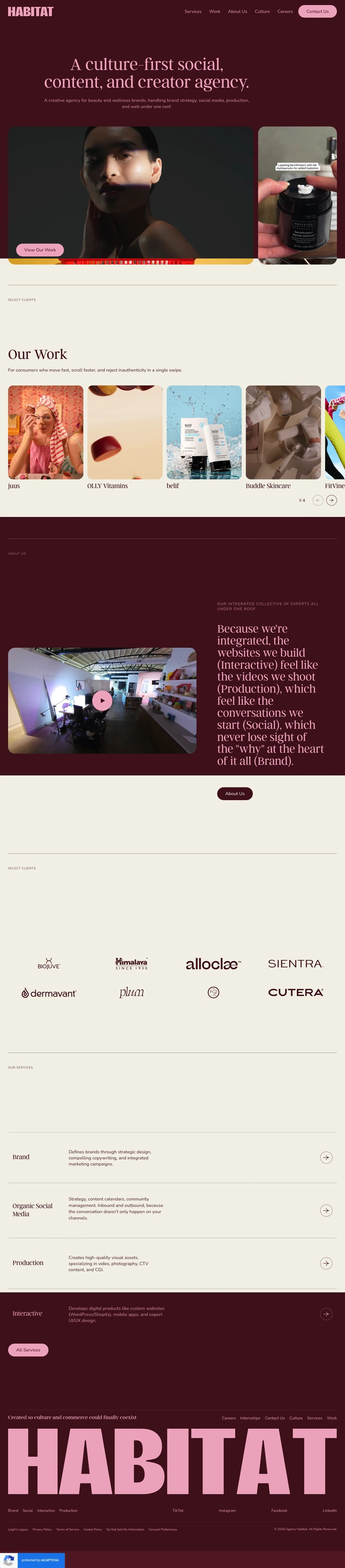Agency Habitat | We Build Brands for Culture & Commerce desktop landing page