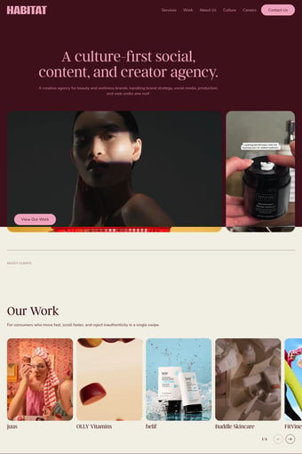 Agency Habitat | We Build Brands for Culture & Commerce landing page