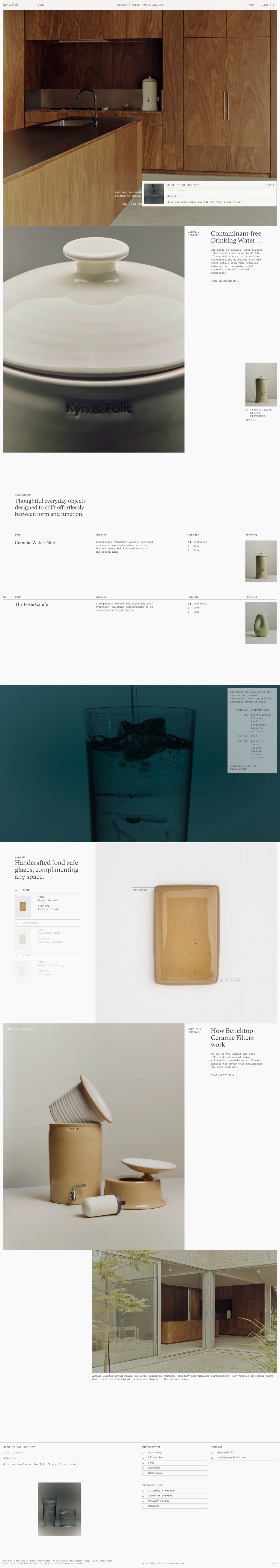 Kyn & Folk desktop landing page