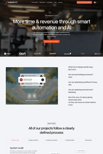bakedwith landing page