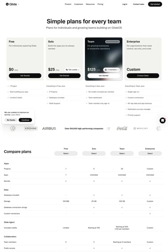 AI App Builder: Turn Spreadsheets into Business Apps | Glide landing page