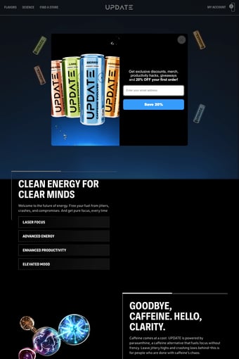 Update Energy Drink landing page