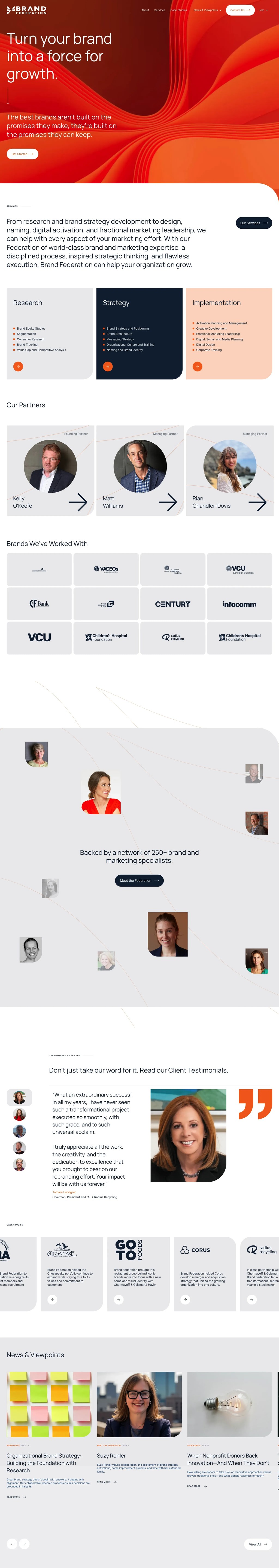 Brand Federation: Strategic Consultancy for Brands desktop landing page