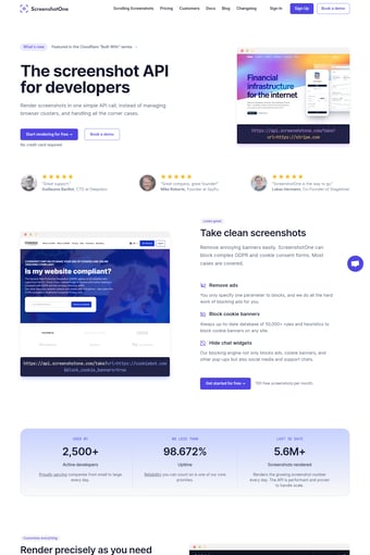 ScreenshotOne landing page
