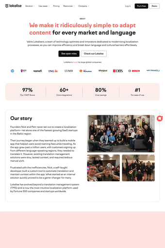 World-class AI localization platform | Lokalise landing page