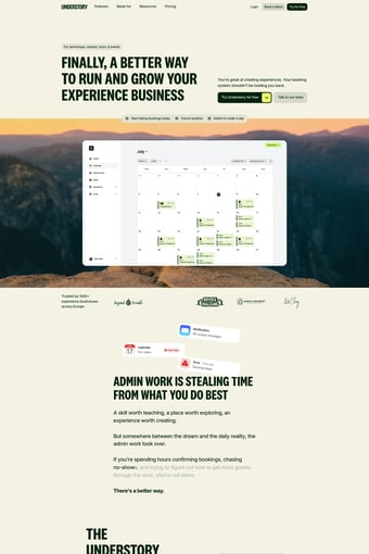 Understory - Powering Experience Makers landing page
