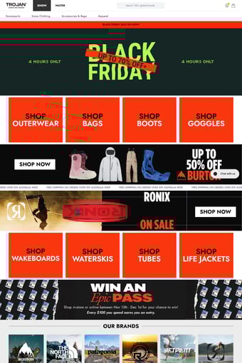 Trojan Wake Ski Snow landing page