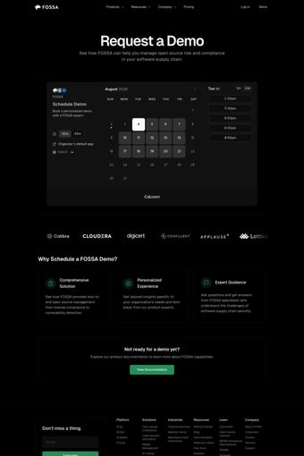 FOSSA - Control Your Software Supply Chain landing page