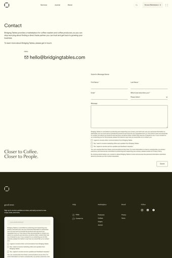 Bridging Tables landing page