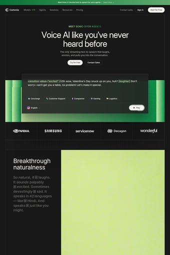 Cartesia landing page