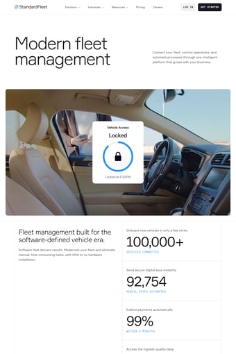 Standard Fleet landing page