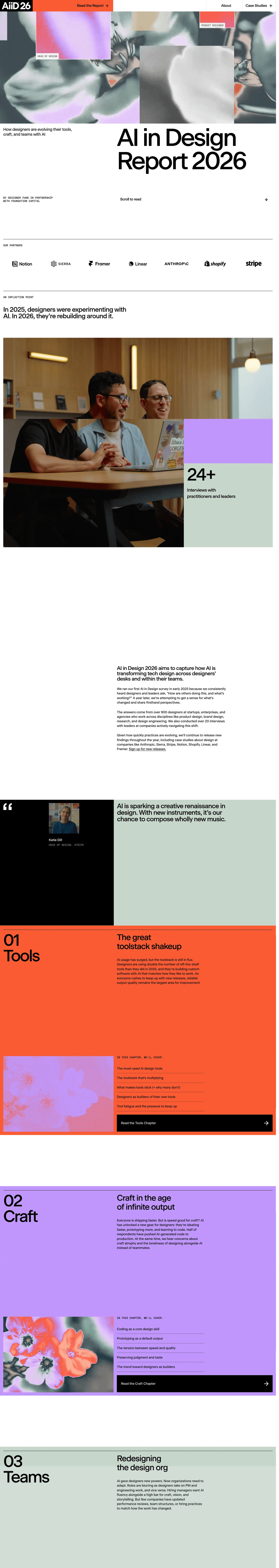 AI in Design Report 2026 desktop landing page