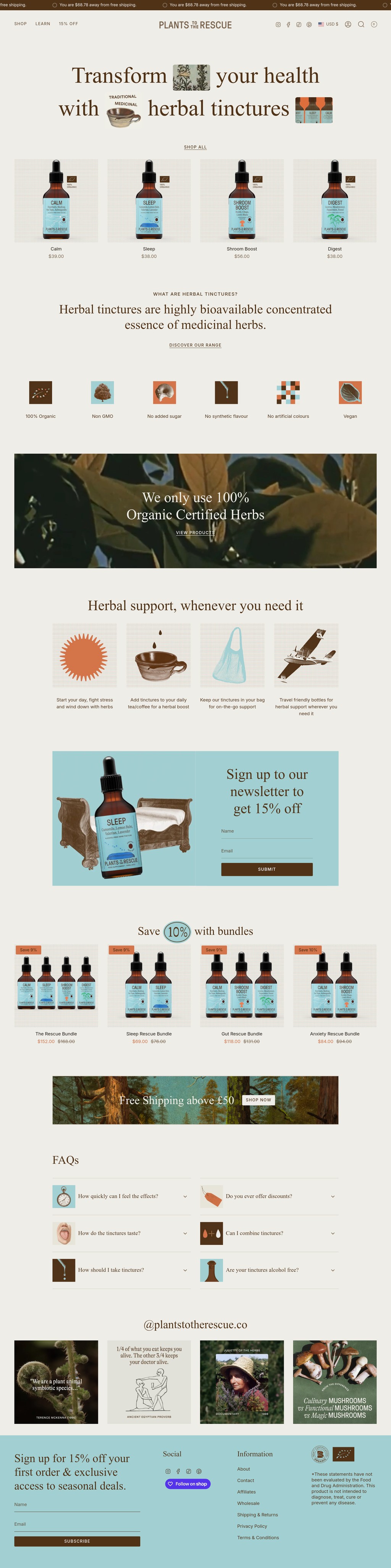 plantstotherescue.co desktop landing page