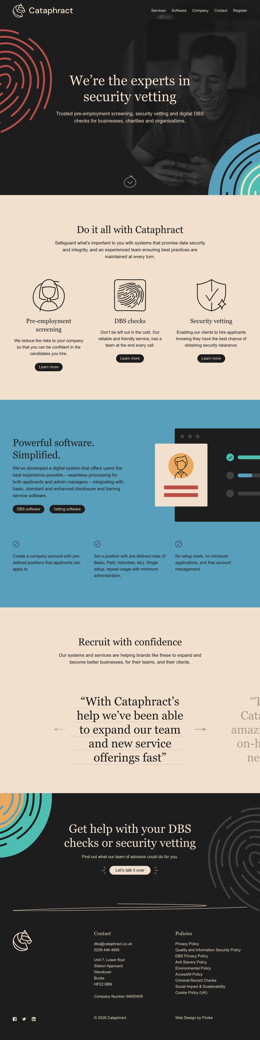 Cataphract - Pre-employment Screening, Security Vetting & DBS Checks desktop landing page
