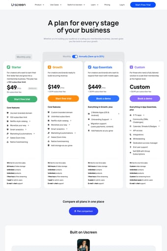 Uscreen: All-in-one Video Membership Platform for Creators landing page