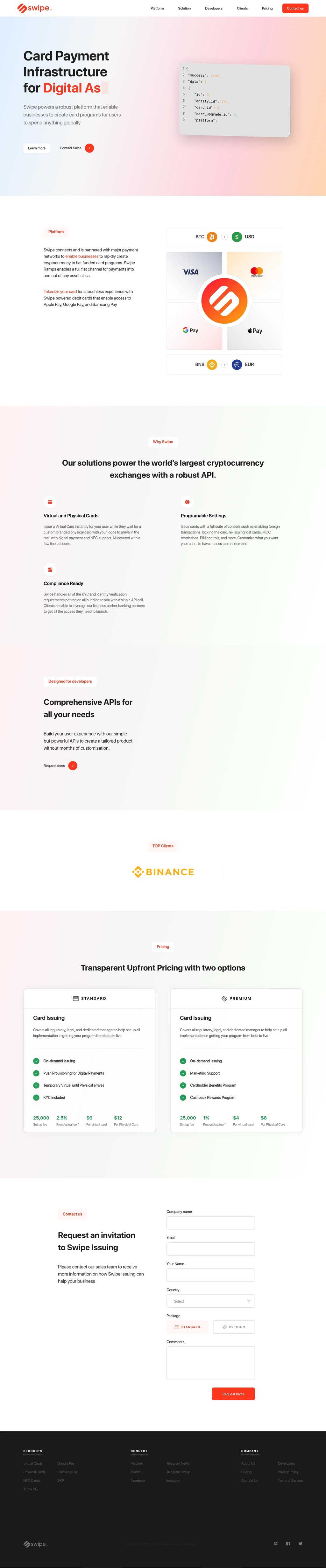 Swipe | Global Cryptocurrency Debit Card Issuer desktop landing page
