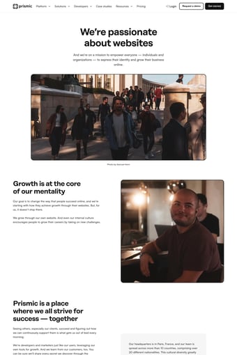 Agentic web platform and headless CMS | Prismic landing page