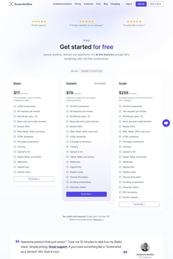 ScreenshotOne landing page