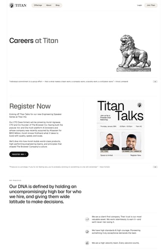 Titan landing page