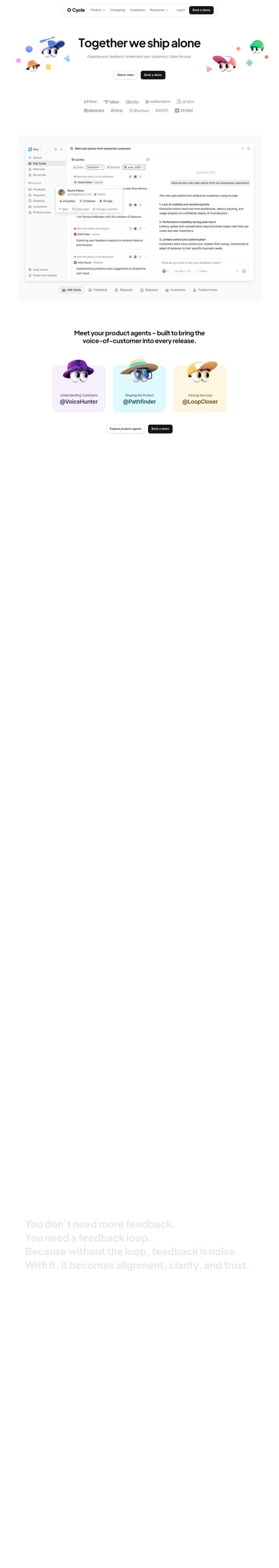 Cycle desktop landing page