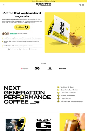 GIANTS™ Coffee landing page
