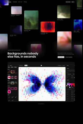 Pryzm | Backgrounds nobody else has, in seconds landing page