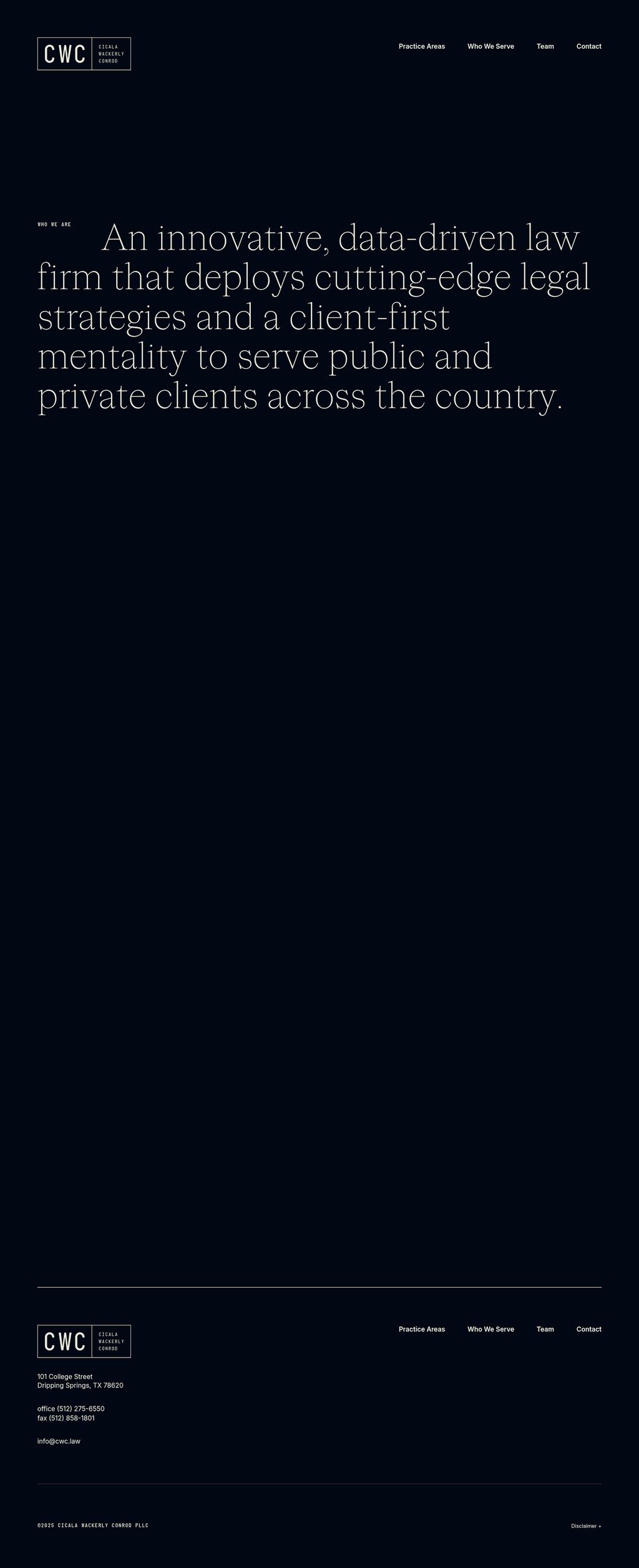 Cicala Wackerly Conrod PLLC desktop landing page