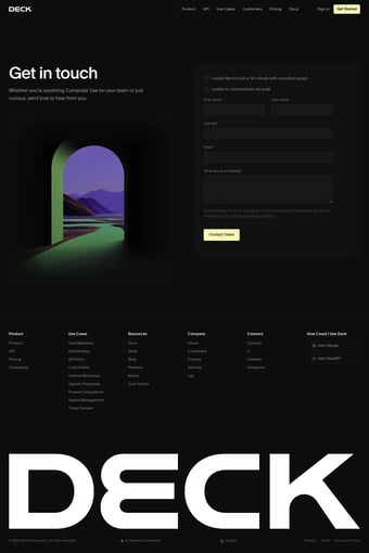 Deck landing page