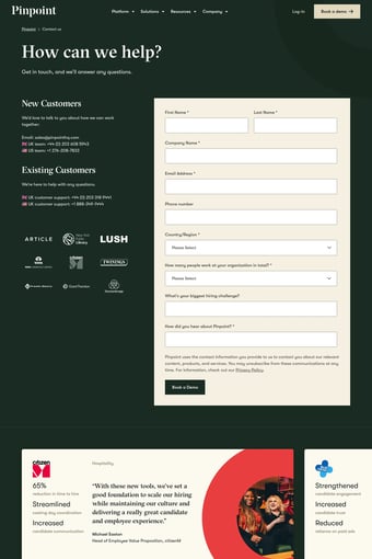 Leading Global Applicant Tracking System | Pinpoint ATS landing page