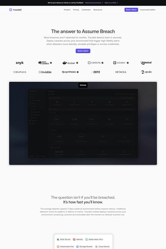 Tracebit landing page