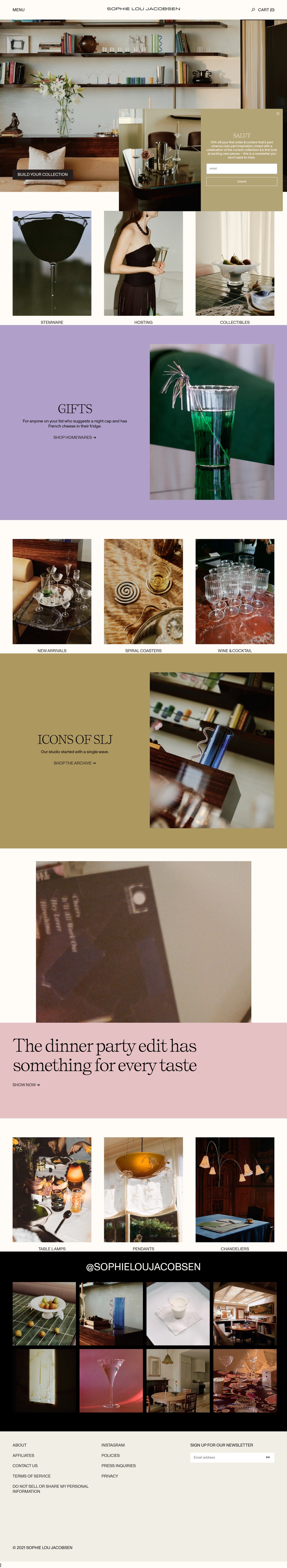 Sophie Lou Jacobsen desktop landing page