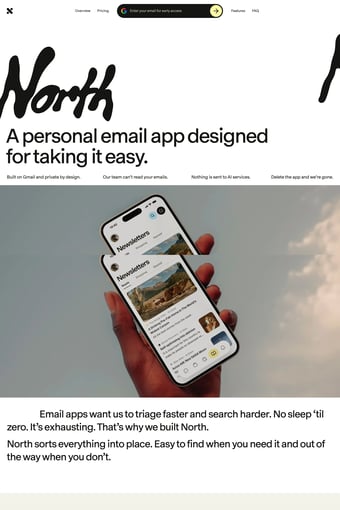 North - Email, for life landing page