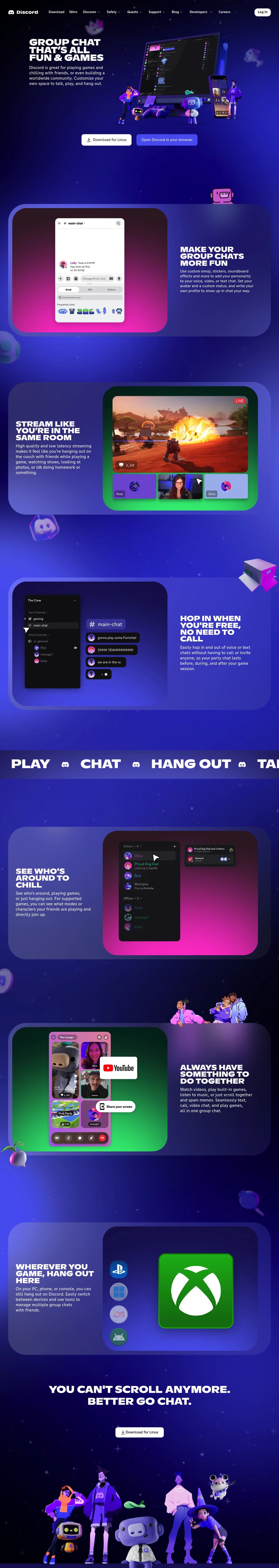 Discord - Group Chat That’s All Fun & Games desktop landing page