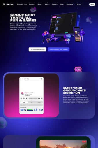 Discord - Group Chat That’s All Fun & Games landing page