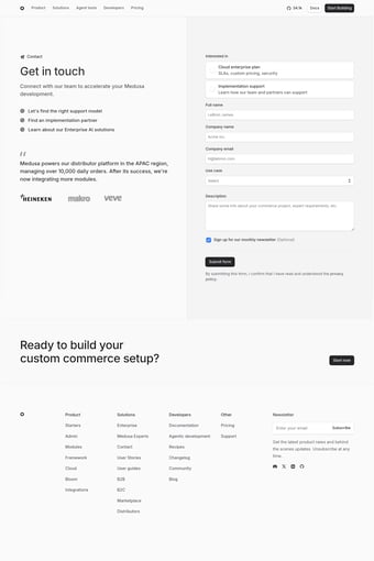 Medusa landing page